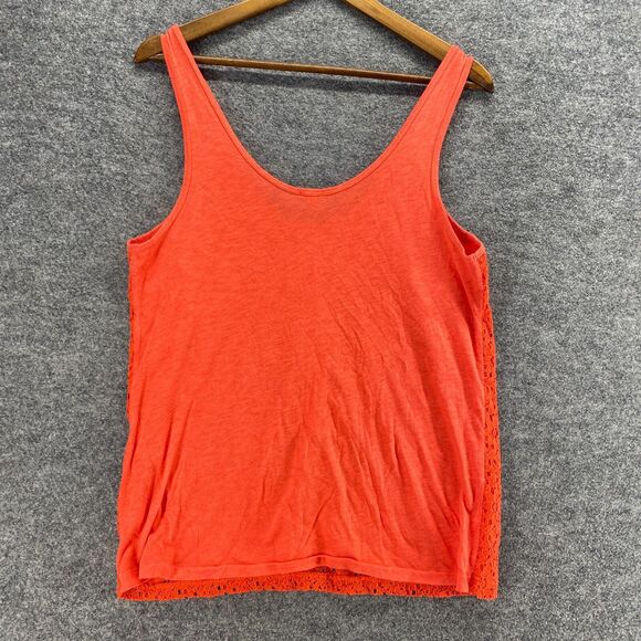 J. Crew Tank Women S Small Red Floral Crochet 1/2 Button Sleeveless Wide Strap - Picture 2 of 9